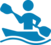 ein Paddler hält Paddel im Kanu in blau -Icon