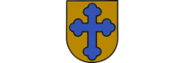 blaues Kreuz aus gelbem Wappenhintergrund - Partnerstadt Dülmen 